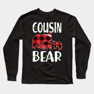 Cousin Bear Red Plaid Christmas Pajama Matching Family Gift Long Sleeve T-Shirt